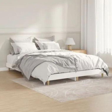 Bed Frame White 137x187 cm Double Size Engineered Wood