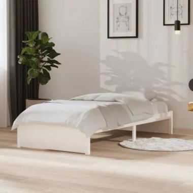 Bed Frame White Solid Wood 92x187 cm Single Size