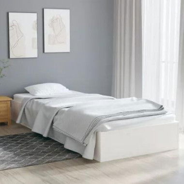 Bed Frame White Solid Wood 92x187 cm Single Size