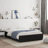 Detailed information about the product Bed Frame with Drawers Black 135x190 cm Engineered Wood