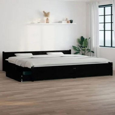 Bed Frame with Drawers Black 183x203 cm King Size