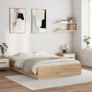 Detailed information about the product Bed Frame with Drawers Sonoma Oak 135x190 cm Engineered Wood