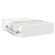 Detailed information about the product Bed Frame with Drawers White 135x190 cm Engineered Wood