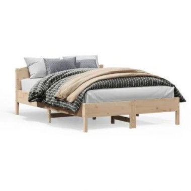 Bed Frame with Headboard 150x200 cm Solid Wood Pine