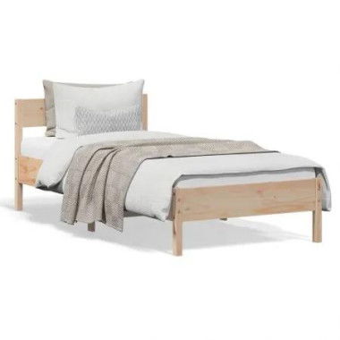 Bed Frame with Headboard 90x190 cm Solid Wood Pine