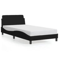 Detailed information about the product Bed Frame with Headboard Black 107x203 cm Fabric