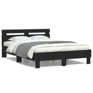 Detailed information about the product Bed Frame with Headboard Black 135x190 cm Engineered Wood