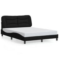 Detailed information about the product Bed Frame with Headboard Black 137x187 cm Double Size Fabric