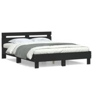 Detailed information about the product Bed Frame with Headboard Black 150x200 cm Engineered Wood