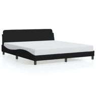 Detailed information about the product Bed Frame with Headboard Black 152x203 cm Fabric