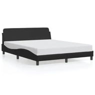 Detailed information about the product Bed Frame with Headboard Black 152x203 cm Faux Leather