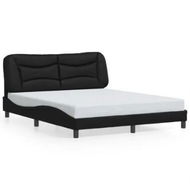 Detailed information about the product Bed Frame with Headboard Black 152x203 cm Faux Leather