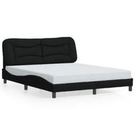 Detailed information about the product Bed Frame with Headboard Black 153x203 cm Queen Size Fabric