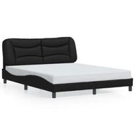 Detailed information about the product Bed Frame with Headboard Black 153x203 cm Queen Size Faux Leather