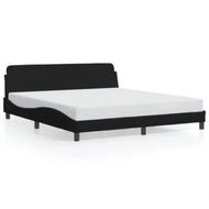 Detailed information about the product Bed Frame with Headboard Black 183x203 cm King Size Fabric