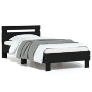 Detailed information about the product Bed Frame with Headboard Black 90x190 cm Engineered wood