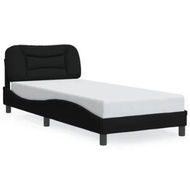 Detailed information about the product Bed Frame with Headboard Black 92x187 cm Single Size Fabric