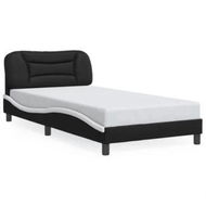 Detailed information about the product Bed Frame with Headboard Black and White 106x203 cm King Single Size Faux Leather