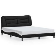 Detailed information about the product Bed Frame with Headboard Black and White 152x203 cm Faux Leather