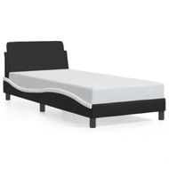 Detailed information about the product Bed Frame with Headboard Black and White 90x190 cm Faux Leather