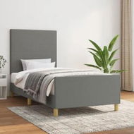 Detailed information about the product Bed Frame with Headboard Dark Grey 106x203 cm King Single Size Fabric