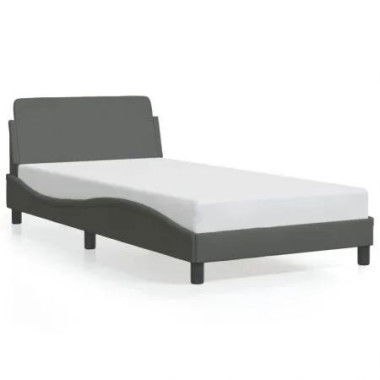 Bed Frame with Headboard Dark Grey 107x203 cm Fabric