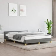 Detailed information about the product Bed Frame with Headboard Dark Grey 137x187 cm Double Fabric