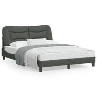 Detailed information about the product Bed Frame with Headboard Dark Grey 137x187 cm Double Size Fabric