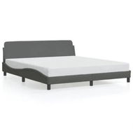 Detailed information about the product Bed Frame with Headboard Dark Grey 152x203 cm Fabric