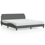 Detailed information about the product Bed Frame with Headboard Dark Grey 152x203 cm Fabric