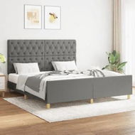 Detailed information about the product Bed Frame with Headboard Dark Grey 153x203 cm Queen Size Fabric