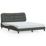 Detailed information about the product Bed Frame with Headboard Dark Grey 153x203 cm Queen Size Fabric