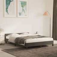 Detailed information about the product Bed Frame with Headboard Dark Grey 153x203 cm Queen Velvet