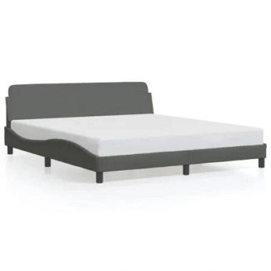 Bed Frame with Headboard Dark Grey 183x203 cm King Size Fabric