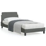 Detailed information about the product Bed Frame with Headboard Dark Grey 90x190 cm Fabric