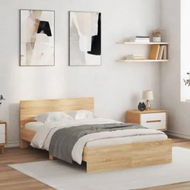 Detailed information about the product Bed Frame with Headboard Sonoma Oak 135x190 cm