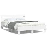 Detailed information about the product Bed Frame with Headboard White 135x190 cm Engineered Wood