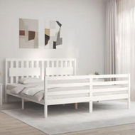 Detailed information about the product Bed Frame with Headboard White 183x203 cm King Solid Wood