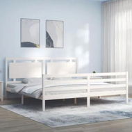 Detailed information about the product Bed Frame with Headboard White 183x203 cm King Solid Wood