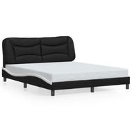 Detailed information about the product Bed Frame with LED Light Black and White 152x203 cm Faux Leather