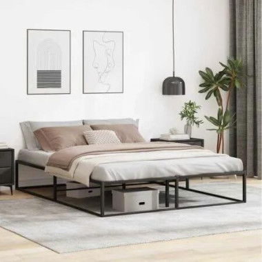 Bed Frame without Mattress Black 153x203 cm Queen Metal