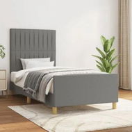 Detailed information about the product Bed Frame without Mattress Dark Grey 107x203 cm King Single Size Fabric