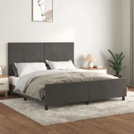 Detailed information about the product Bed Frame without Mattress Dark Grey 152x203 cm Queen Velvet