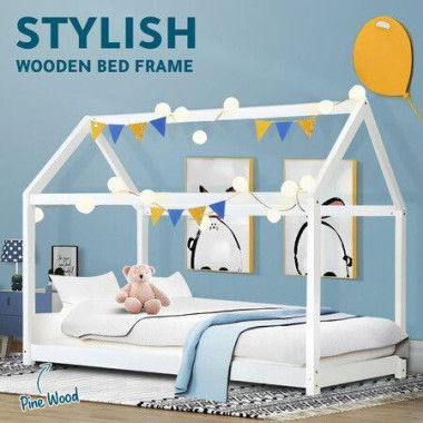 Bed Frame Wooden Single Size Timber House Wood Mattress Base Platform Kids Bedroom Furniture