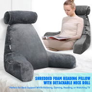 Detailed information about the product Bed Reading Pillow Husband Cushion Backrest Detachable Neck Roll Shredded Memory Foam Gray