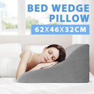 Detailed information about the product Bed Wedge Pillow Memory Foam Cushion Back and Head Support Velvet Cover Gray