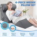 Bed Wedge Pillow Set 4 Pcs Neck Back Head Leg Support Cotton Fabric Adjustable Triangle Cushion Headrest Memory Foam Reading Elevation Raiser. Available at Crazy Sales for $79.97