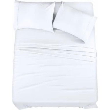 Bedding Queen Bed Sheets Set 3 Piece Bedding - Brushed Microfiber - Shrinkage and Fade Resistant - Easy Care (Twin Size, White)