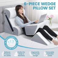 Detailed information about the product Bedding Wedge Pillow Bed Cushion Foam Back Neck Head Support Lumbar Leg Elevation Raiser Adjustable Triangle Rest Sleep Reading Cotton Fabric 6PCS Set