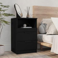 Detailed information about the product Bedside Cabinet Black Engineered Wood